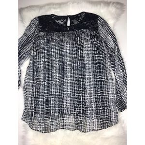 AGB Lace Detail Sheer Blouse Medium